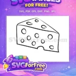 Free Cheese Outline Drawing Free Simple Food Clipart Dairy Free SVG - Instant Download