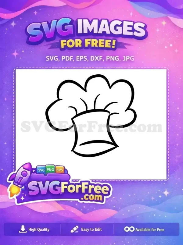 A delightful free SVG chef's hat, featuring a simple yet expressive hand-drawn style, ready for your creative kitchen-themed designs.