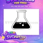 Free Erlenmeyer Flask Graphic Free Bubbling Black Liquid Chemistry Free SVG - Instant Download