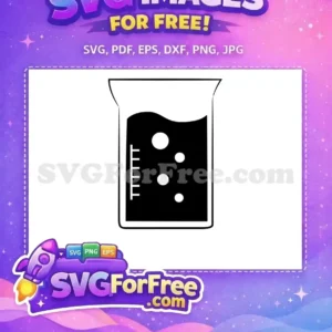 Free Lab Beaker SVG Icon – Science Experiment Free Design A free SVG icon featuring a laboratory beaker with bubbling liquid and measurement marks, ideal for science-themed designs.