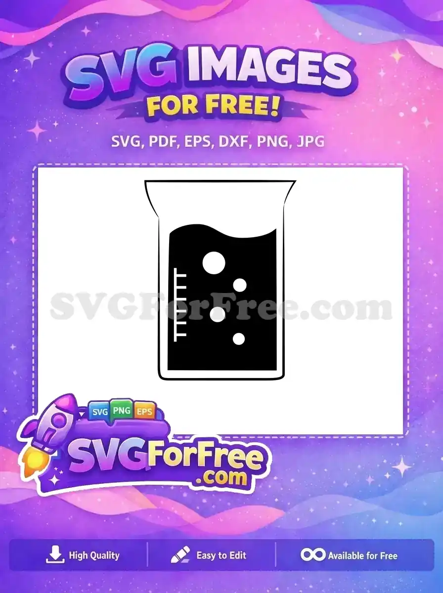 A free SVG icon featuring a laboratory beaker with bubbling liquid and measurement marks, ideal for science-themed designs.