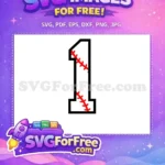 Free Number 1 Baseball Stitches Free Black and Red Outline Chicago White Sox Free SVG - Instant Download