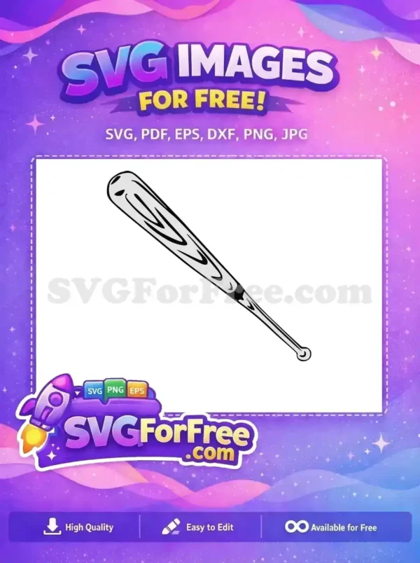 Download this free baseball bat SVG, a versatile design for sports-themed projects and crafts. Get this free vector!