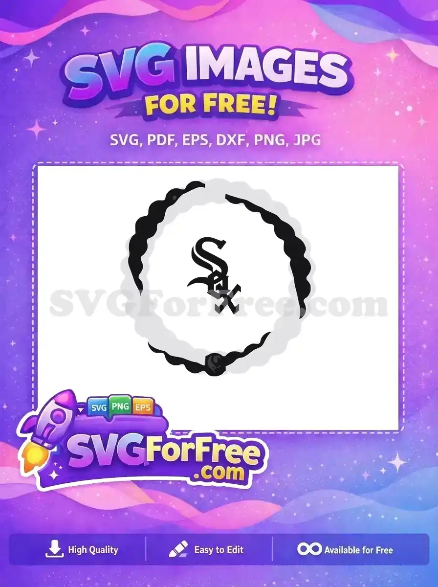 A free Chicago White Sox-inspired logo SVG featuring a bold 'Sox' in a wavy, layered circular frame. This free design is fantastic for sports fans and personal projects.