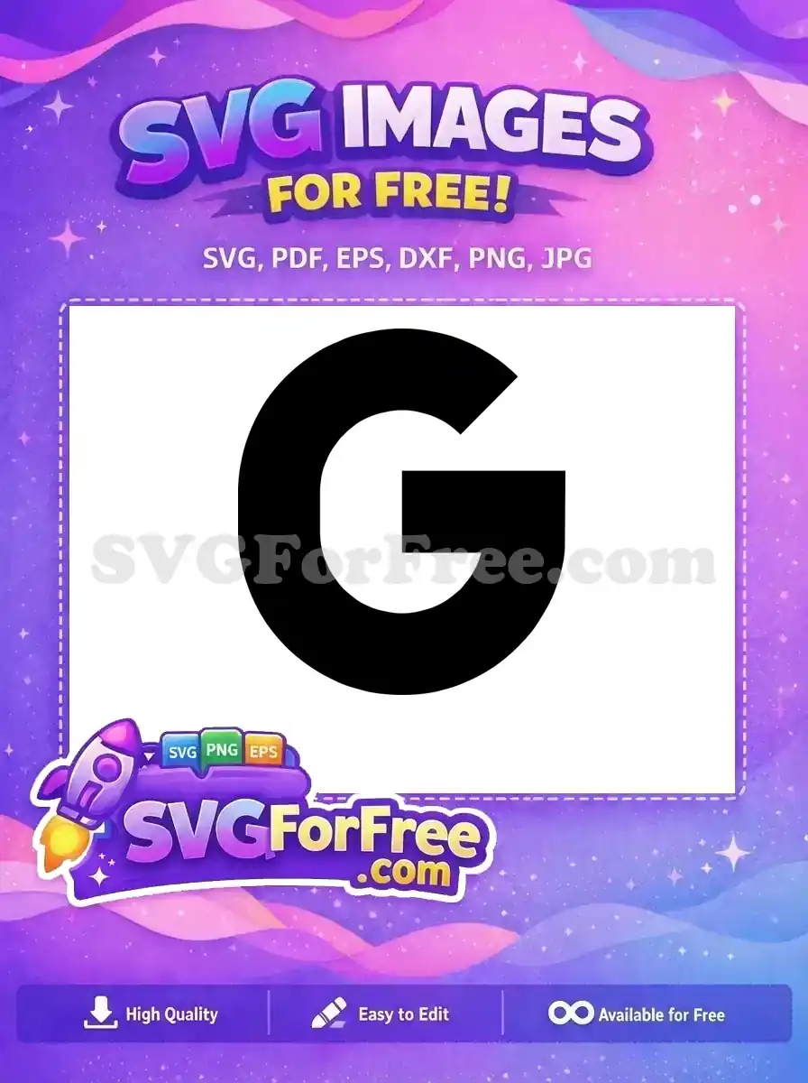 A clean, bold, black sans-serif capital letter G, a free design ready for your projects. Download this free SVG now!