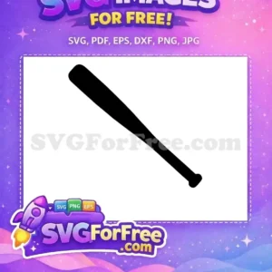 A free design featuring a sleek black silhouette of a baseball bat, ideal for sports-themed projects and dynamic graphics.