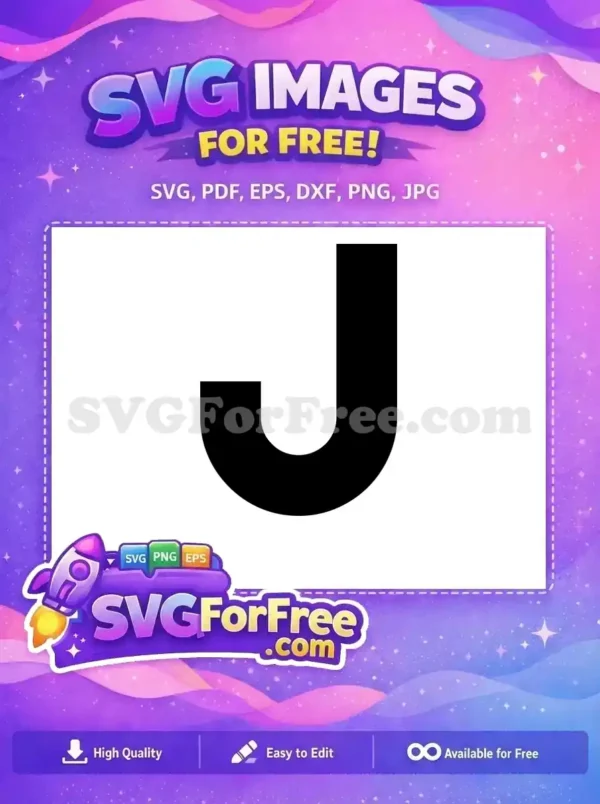 A free bold black uppercase letter J design, ideal for initial monograms, logos, or educational craft projects.