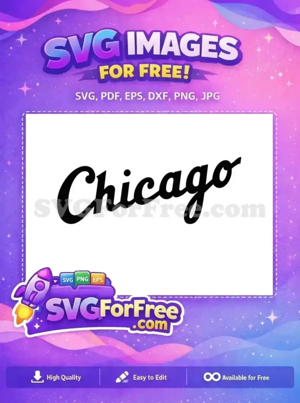 A stylish script font displaying 'Chicago' in black. This free SVG design is perfect for all your crafting needs.