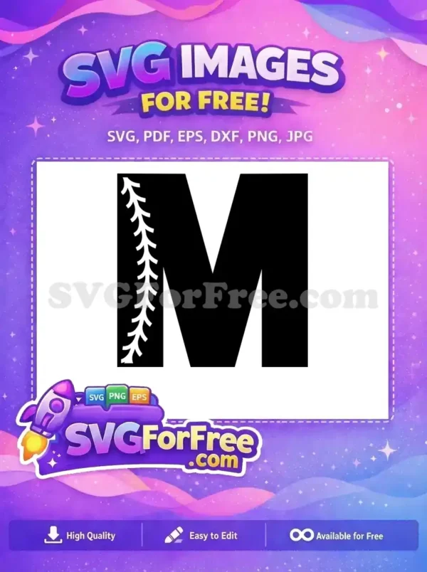 Free stylized letter M SVG with a beautiful decorative vine accent. This free design is ideal for crafting projects.