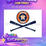 Free Houston Astros Orange Logo Free Crossed Baseball Bats Major League Baseball Free SVG - Instant Download