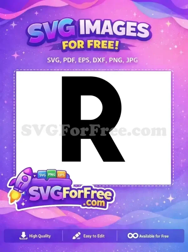 A crisp, free black capital letter 'R' vector design, ideal for various creative projects. Download this free SVG for instant use.