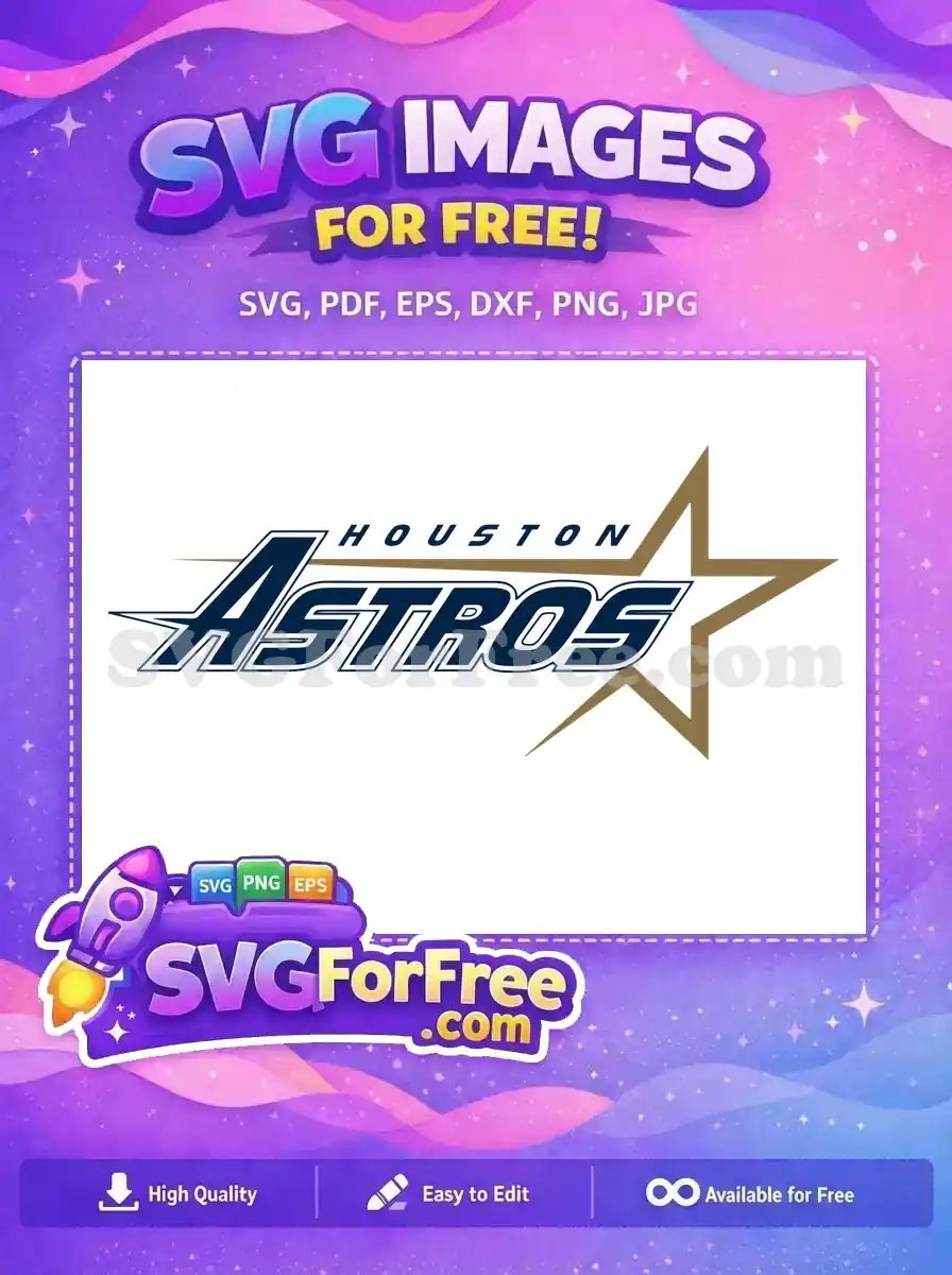 Free Houston Astros logo SVG, a dynamic baseball team design featuring blue 'ASTROS' text and a gold star.