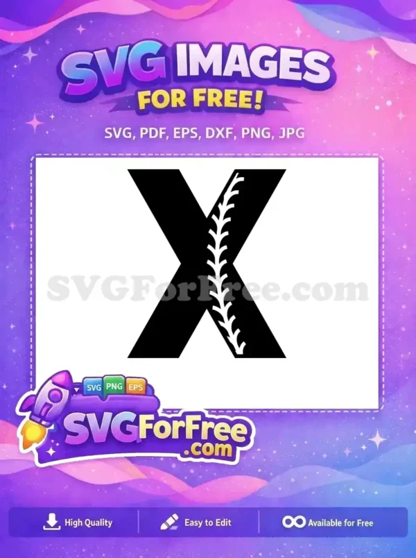 A free, striking black 'X' symbol featuring a detailed white vine pattern vertically down its center. Ideal for bold designs.