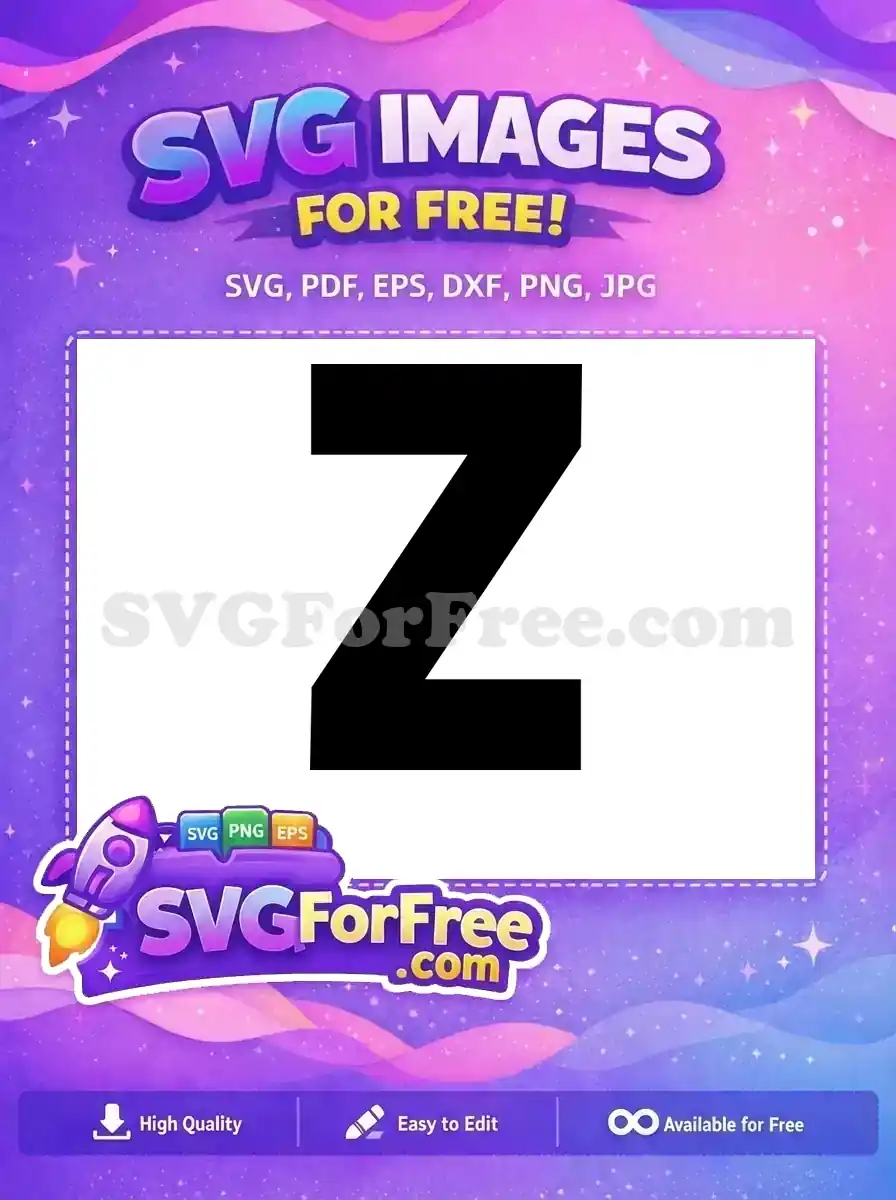 A striking free black letter 'Z' SVG design, ideal for monograms, logos, and educational materials. Download this free graphic.