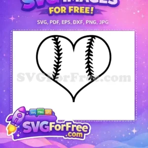 Free Baseball Heart SVG Design – Show Your Love of the Game A free heart-shaped baseball design, featuring classic stitching, ideal for any sports fan. Download this free SVG for crafts!