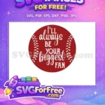 Free Red Baseball Design Free Biggest Fan Quote Cricut Free SVG - Instant Download