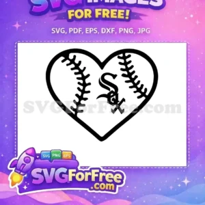 A free design featuring a heart-shaped baseball with the iconic 'Sox' logo, perfect for sports fans. Download this free SVG now!