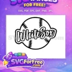 Free black outline baseball stitches Free script text logo Chicago White Sox Free SVG - Instant Download