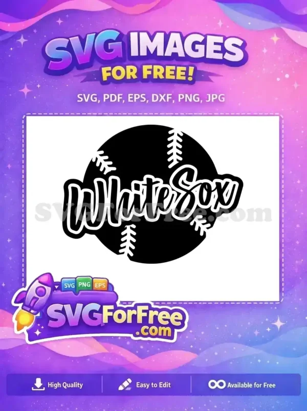 A free Chicago White Sox baseball logo design, featuring a classic script over a baseball silhouette. Download this free SVG now!