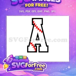 A free collegiate letter 'A' design, featuring vibrant red baseball stitching on a clean white background. This free SVG is ideal for sports graphics.