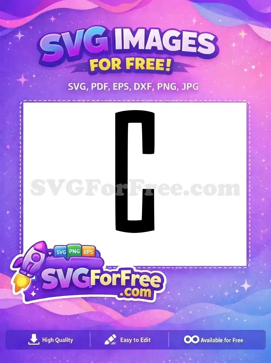 Explore this free SVG design featuring a bold, block-style letter 'C', ideal for various creative projects. Download this free vector for instant use!