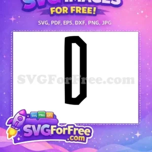 Free Stylized Letter D SVG – Bold Alphabet Design A captivating free stylized black letter D SVG, featuring a 3D effect with sharp edges and a clean white interior.