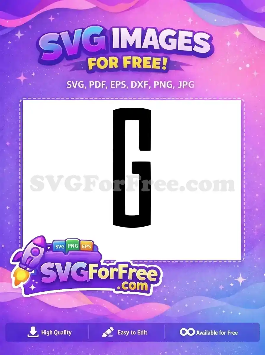 Discover this free SVG letter 'G' design, featuring a bold, blocky typeface in stark black and white. Ideal for various creative projects.