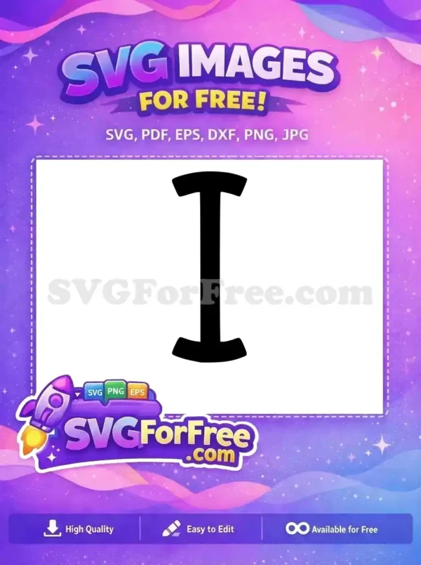 A striking, free design featuring a bold black stylized vertical bar or letter 'I' with subtle curves. Ideal free SVG for projects.