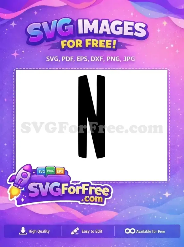 A striking, free block letter 'N' SVG, ideal for monograms, crafts, and educational materials. Easy to use.