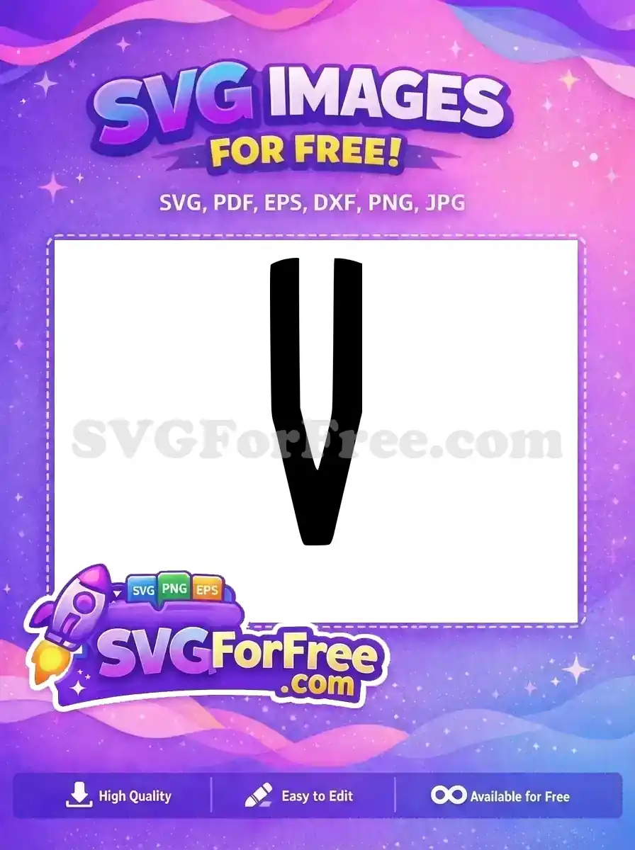 Free U-shaped design, a bold black silhouette with a wide top and pointed bottom, ideal for free academic graphics.