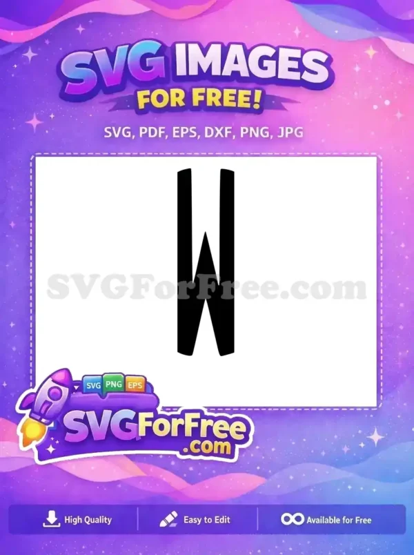 Discover this dynamic free 'W' letter SVG design, a bold black capital 'W' on a clean white background, ideal for diverse projects. Free download!