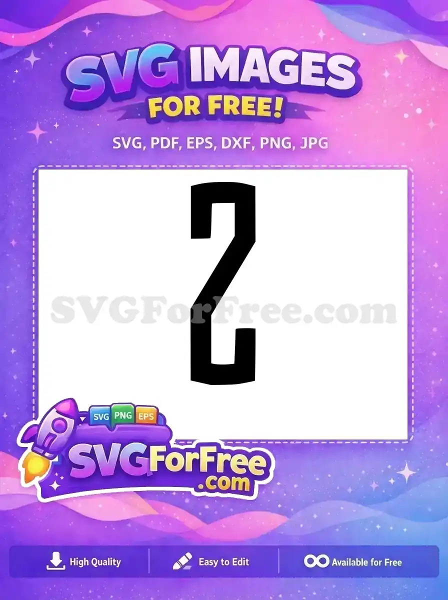 A bold, free numeral '2' design with strong, angular lines, ideal for sports or craft projects. Download this free SVG.