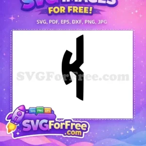 Free Stylized K Rune SVG – Bold & Modern Design A free bold black stylized K letter or Kenaz rune SVG design on a white background, ideal for modern projects.
