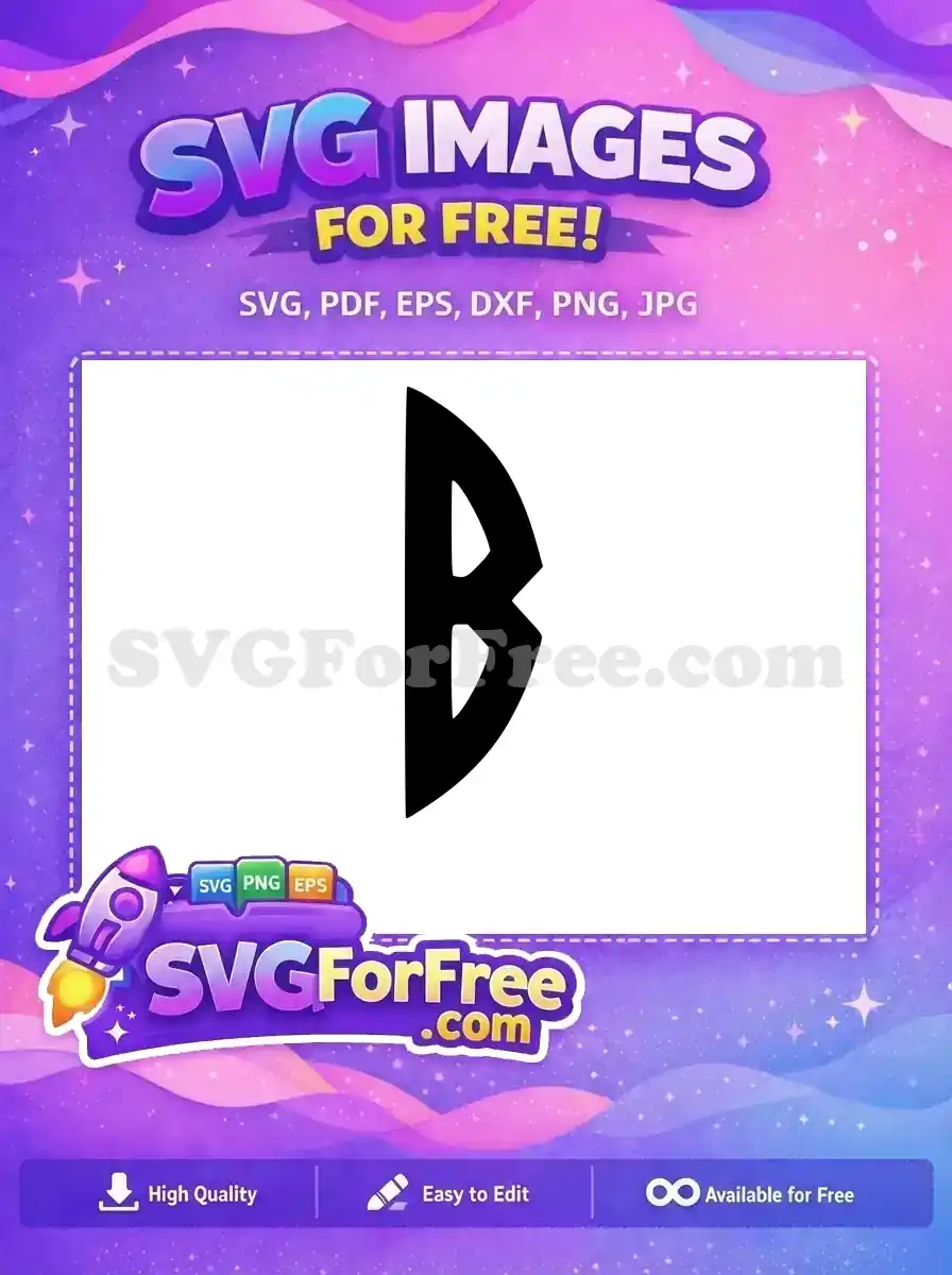 A free modern black stylized letter B or abstract logo element, a versatile SVG design for various projects.
