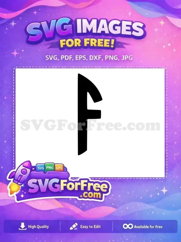 A bold, free SVG design featuring a stylized black letter 'F' with a graceful curved top, ideal for various projects.