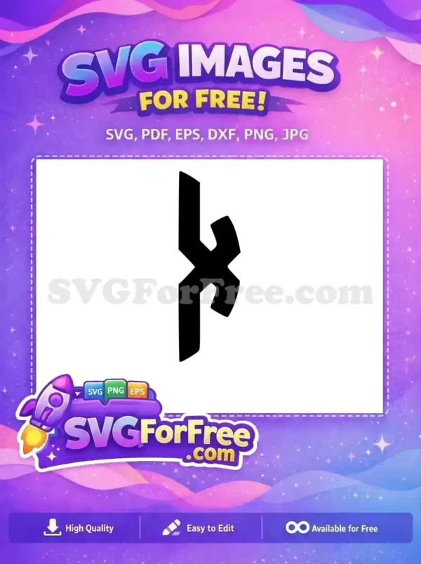 A free, bold black abstract symbol, resembling a stylized 'h' or rune, ideal for diverse design projects. Download this free SVG!