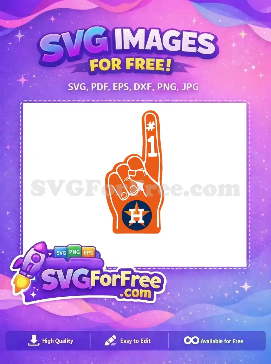 A dynamic free design featuring an orange foam finger with #1 and the Houston Astros logo. Ideal free fan art.