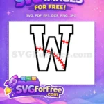 Free Black White Letter W Free Red Baseball Laces Chicago White Sox Free SVG - Instant Download