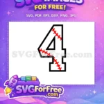 Free Number 4 Baseball Free Red Stitches Chicago White Sox Free SVG - Instant Download