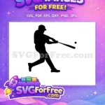 Free Baseball Player Silhouette Free Swinging Bat Design Chicago White Sox Free SVG - Instant Download