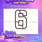 Free Baseball Number 6 Free Black Red Stitches Chicago White Sox Free SVG - Instant Download