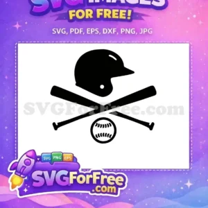 A free baseball sports emblem featuring a helmet, crossed bats, and a ball, ideal for any project. Download this free design today!