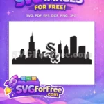 Free Black Chicago Skyline Free White Sox Logo Chicago White Sox Free SVG - Instant Download