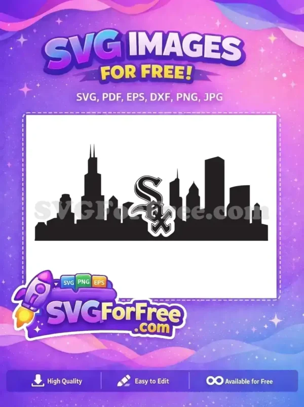 Free Chicago White Sox logo with iconic skyline silhouette. A striking, high-quality free design for sports fans.