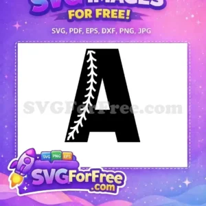 A free SVG of the letter 'A' with classic baseball stitching, ideal for crafting and sports-themed projects. Get this free design now!