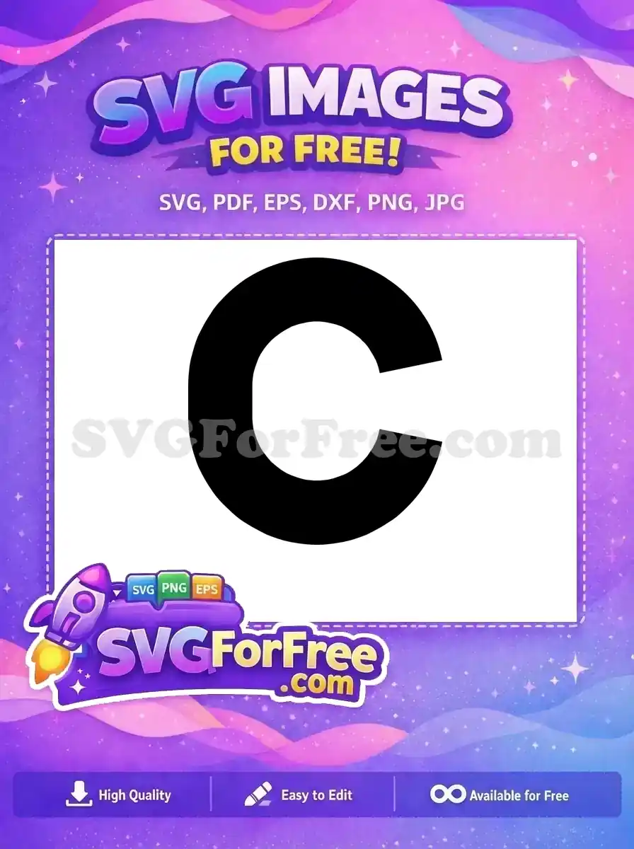 A bold, black, open circular shape, resembling the letter 'C', available as a free design for various uses.
