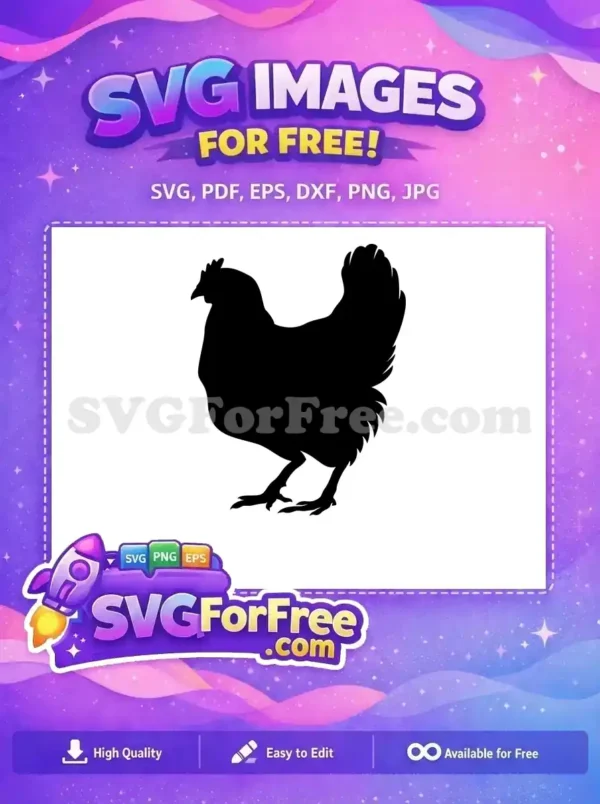 Free chicken silhouette SVG, ideal for farm decor or crafting. A versatile free design for all your projects.