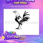 Free Alert Rooster Free Black White Silhouette Farm Poultry Free SVG - Instant Download