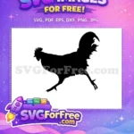 Free Running Chicken Silhouette Free Striding Black Rooster Farm Animal Free SVG - Instant Download
