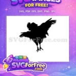 Free Aggressive Rooster Flapping Wings Free Black Silhouette Farm Animal Free SVG - Instant Download